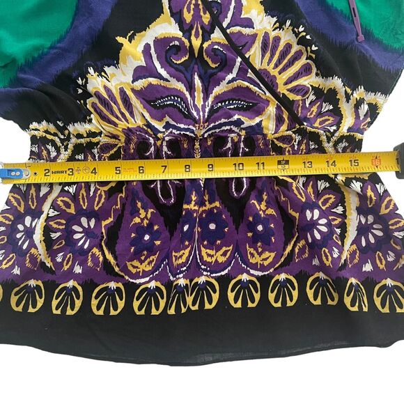 Rampage Y2K Retro Boho Abstract Top Large Snatched Waist Keyhole Indie - Picture 5 of 8